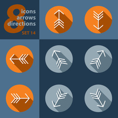 set of eight icons with arrows