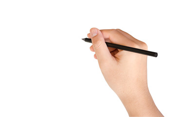 Hand writing isolate on white with clipping path