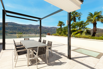 Interiors, beautiful veranda overlooking the lake