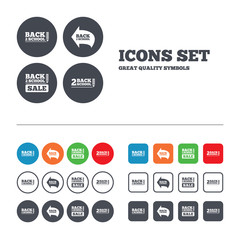 Back to school icons. Studies after the holidays