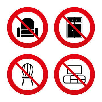 Furniture icons. Cupboard, chair and TV table.