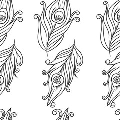 Peacock feathers vector pattern - 83612201