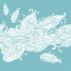 Peacock feathers vector pattern - 83612212