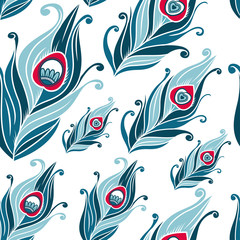 Peacock feathers vector pattern - 83612214
