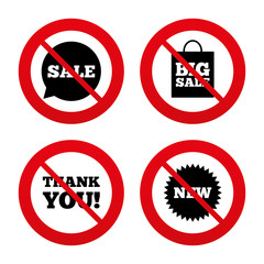 Sale speech bubble icon. Thank you symbol