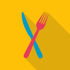 Background with cutlery, flat vector illustration.