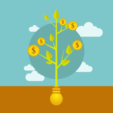 Money Growing On Tree, Business Illustration