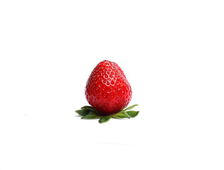 Strawberries with leaves on a white isolated background