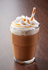 glass of caramel latte coffee
