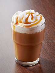 glass of caramel latte coffee