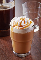 glass of caramel latte coffee