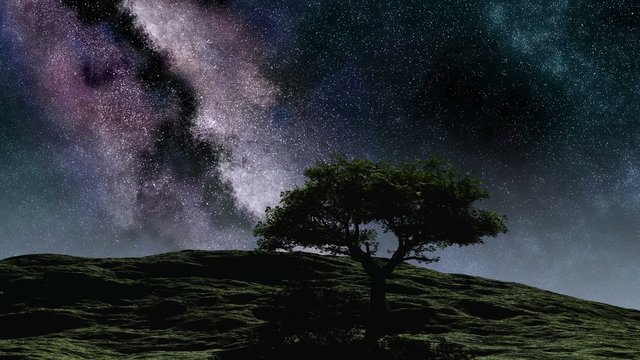 Time lapse purple night sky stars