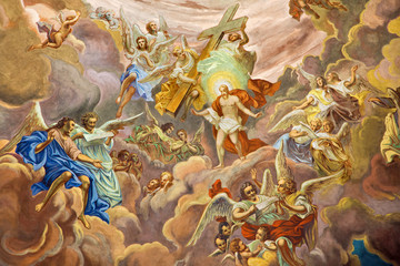 Banska Stiavnica - The fresco of Christ in the glory of heaven