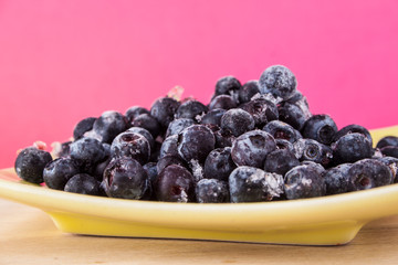 blueberries on a wooden table