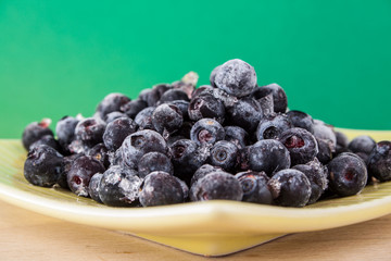 blueberries on a wooden table
