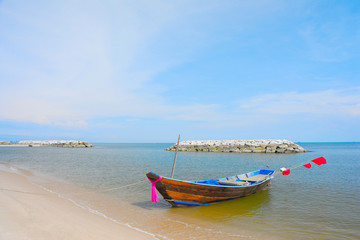 Naklejka na ściany i meble fishing boat on the beach, Thailand