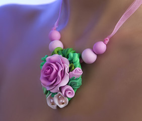 Romantic Style: Fashion studio shot of a Floral Rose Necklace (J