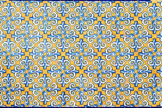 Traditional spanish tiles on Central Market facade in Valencia