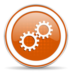 gears orange icon options sign