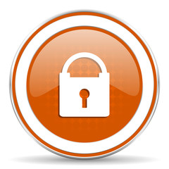 padlock orange icon secure sign