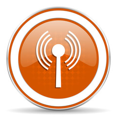 wifi orange icon wireless network sign