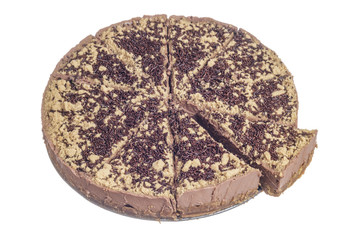 Sliced chocolate cheesecake