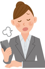 ビジネスウーマン　スマートフォン　ため息