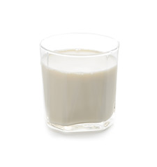 Glass of milk ion white background