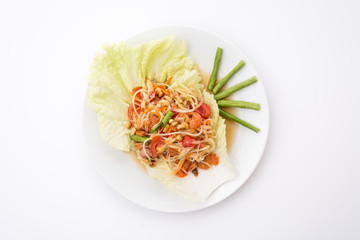 Thai papaya salad also known as Som Tum from Thailand