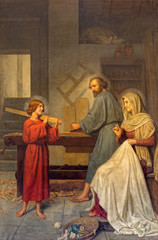 Naklejka premium Rome - The painting of Holy Family in workroom