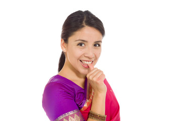 Model nervous biting nails