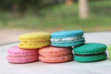 French macaroons multi colorful is delicious