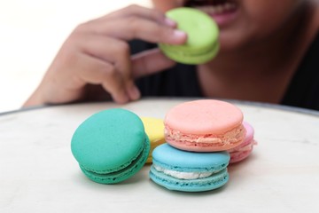French macaroons multi colorful is delicious