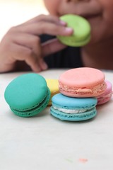 French macaroons multi colorful is delicious