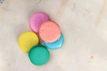 French macaroons multi colorful is delicious
