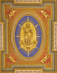 Fototapeta na wymiar Rome - The Immaculate Conception on the carved cieling
