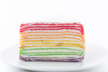 Fototapeta na wymiar Rainbow crepe cake
