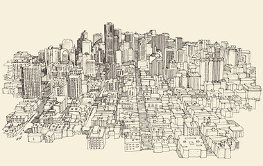 Big city architecture, vector illustration