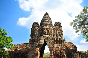 Stone Gate of Angkor Thom in Cambodia
