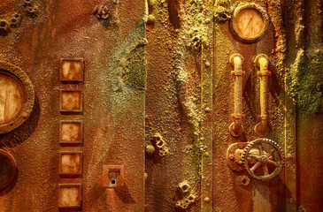 The interior of the sunken ship. Istanbul Aquarium.