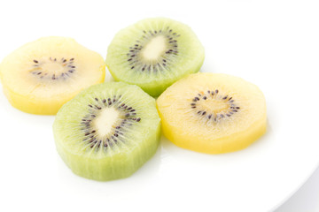 Fototapeta premium Kiwi and Golden Kiwi fruit isolated on white background