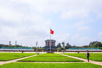 HANOI, VIETNAM- FEB26, 2015: Tourist travel Ho Chi Minh Mausoleu