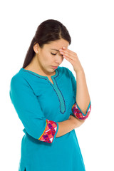 Model hiding face shame