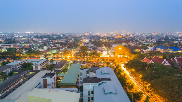 Panorama Shot Of Chiang Mai (the Old City),Thailand  For Backgro