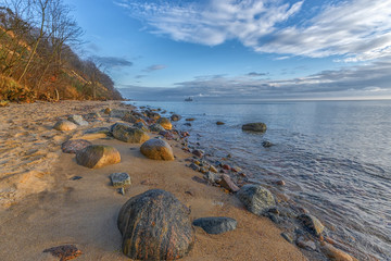 Beautiful cliff on sea shore. Cliff in Orlowo, Gdynia.