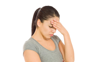 Model hiding face shame