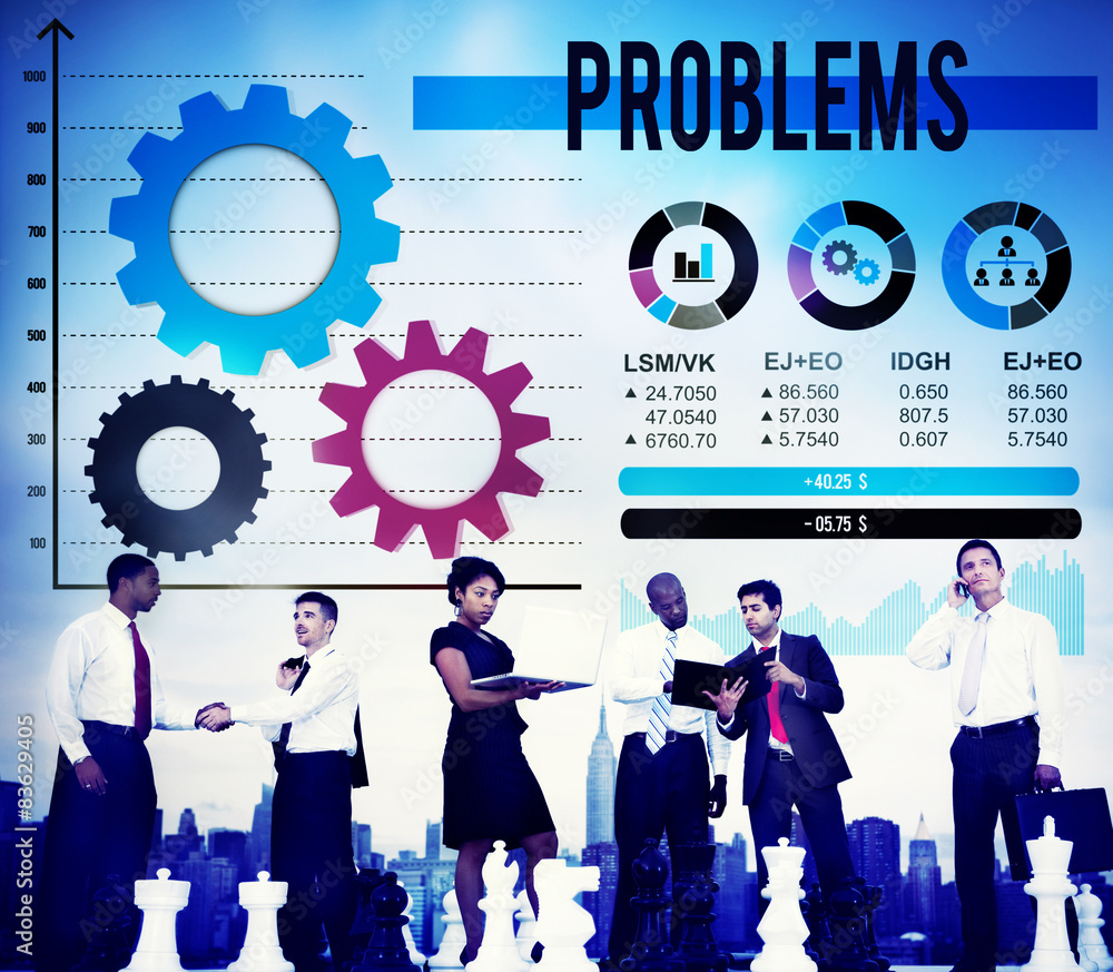 Aufkleber problems difficulty mistake negative solution solving concept