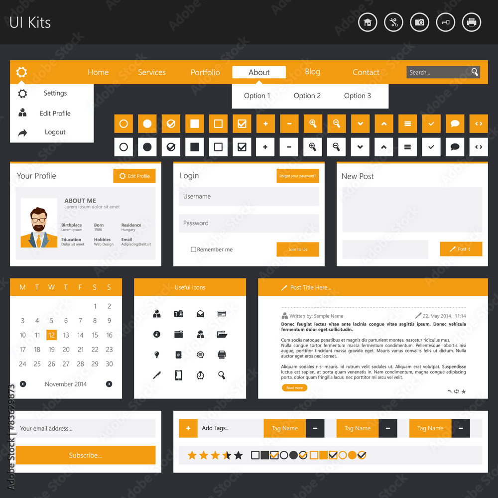 Canvas Prints flat website elements / template vector