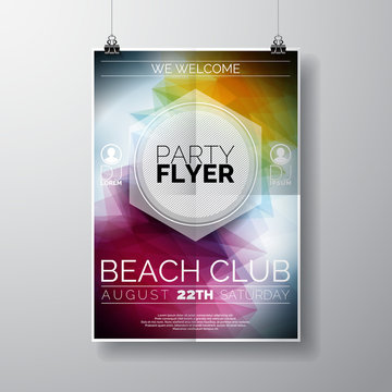 Vector Party Flyer poster template on Summer Beach theme