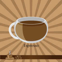 The coffee cup on a brown background.